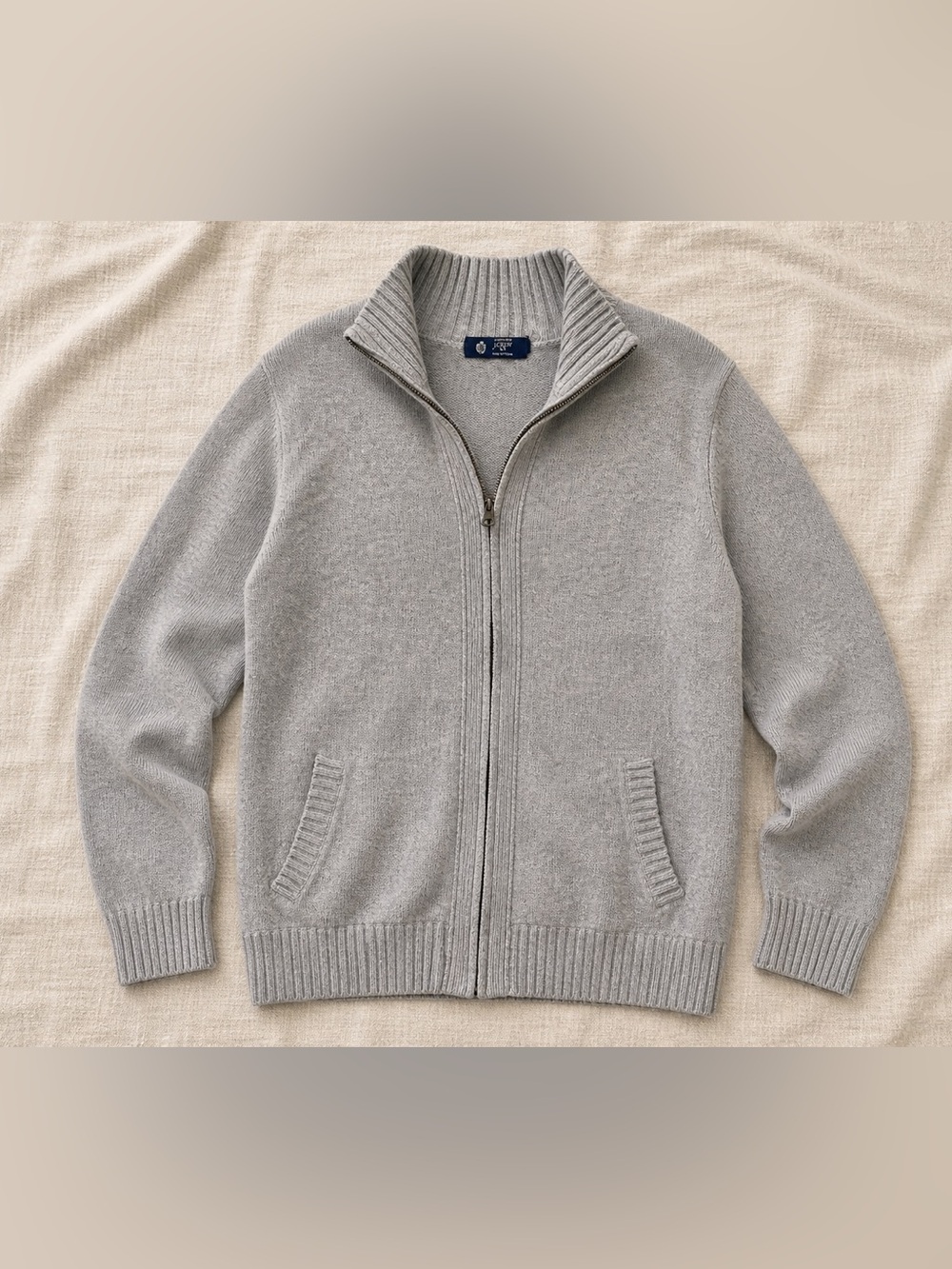 J.Crew Full Zip Sweater Gray Cotton Knit Cardigan Men’s XL